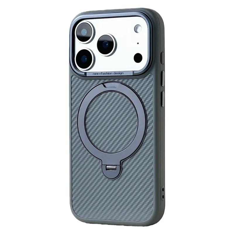 

For iPhone 17 Pro for Magsafe Cases Slim Matte Carbon Fiber Magnetic Stand Holder Phone Case Cover For iPhone 17 Pro Max 17Pro iPhone17 Pro Max