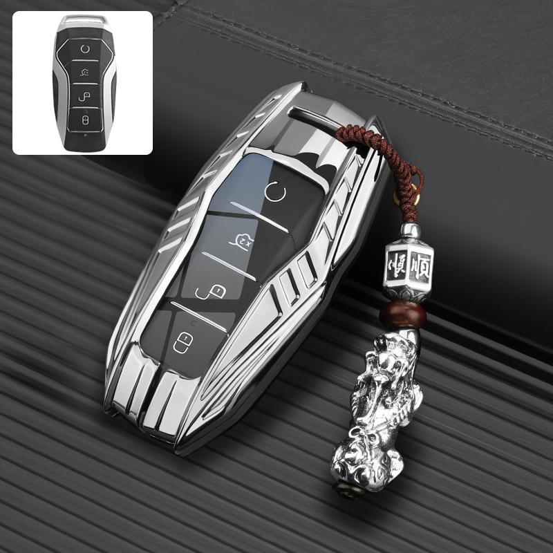 Car Zinc Alloy Leather Key Case Cover For BYD Atto 3 Han EV Dolphin Lied Tang Dm Qin PLUS Song Pro MAX Yuan Keychain Accessories