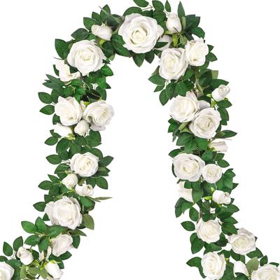 3er-Pack 2m Rosen Künstliche Blumengirlande für Hochzeitsgirlande Weiß Rosa Heimzimmer Hochzeitsdekoration Seide Künstliche Rosengirlande