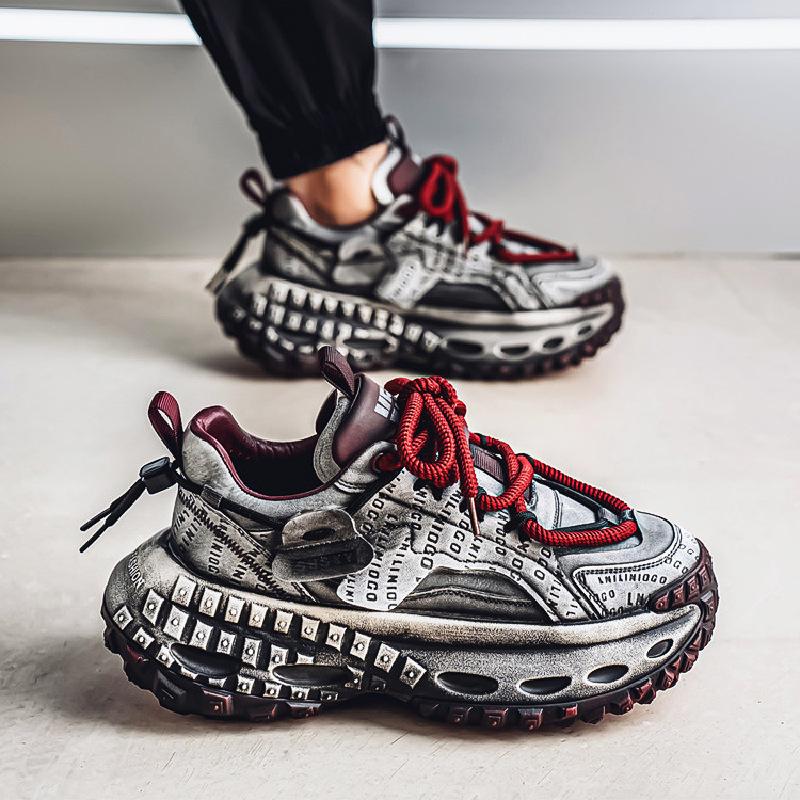 Internet Famous Popular Men's Shoes Trendy Brands Niche Retro Worn Out Sports Leisure Thick Soled Height Increasing Dad