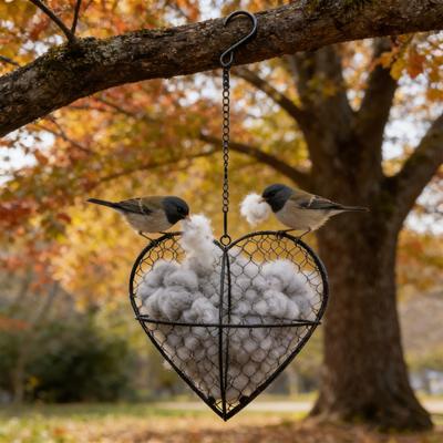 Bird Nesting Metal Heart Birds Nesting Material Holder Hummingbird Nester Bird Nest Box for Wild Birds To Collect Nesting Fibers Backyard Garden Decor