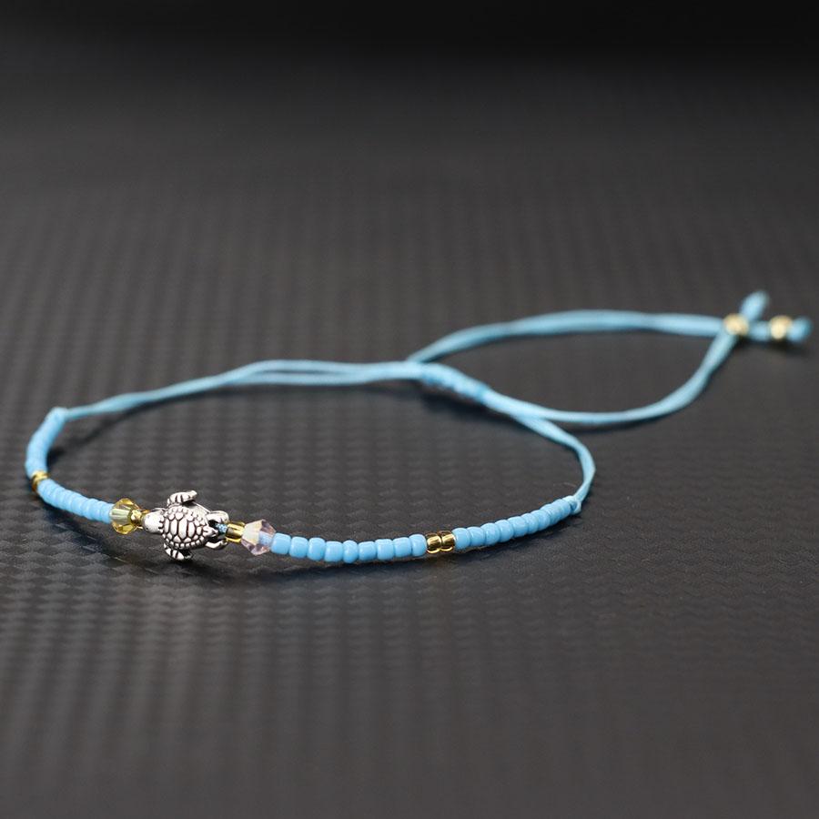 Neues handgeknüpftes dünnes Schnurarmband für Männer und Frauen, Strand, Surfen, Schildkröten-Armband, Bohemia Samenperlen-Armband, Valentinstagsgeschenk