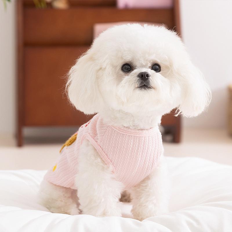 Spring and Summer Dog Clothes Cute Dachshund Dog Towel Embroidered Vest Bipod Teddy Than Bear Cat Pet Clothes