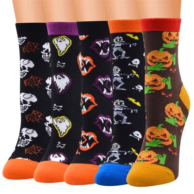 Lässige Arbeits- und Business-Socken mit Halloween-Aufdruck, mittelgroße Sportsocken aus Baumwollmischung