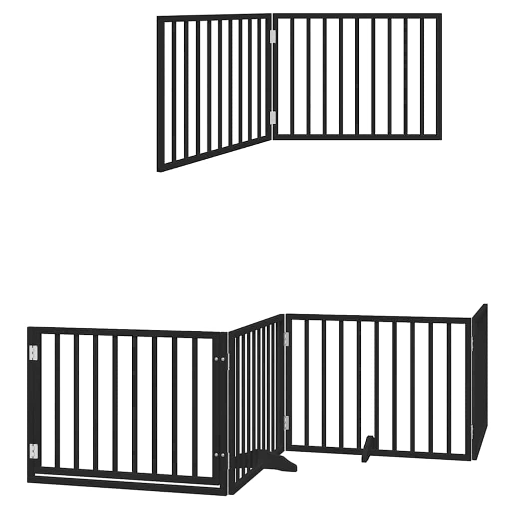 10 Piece Foldable Black Dog Gate 800 cm Poplar Wood