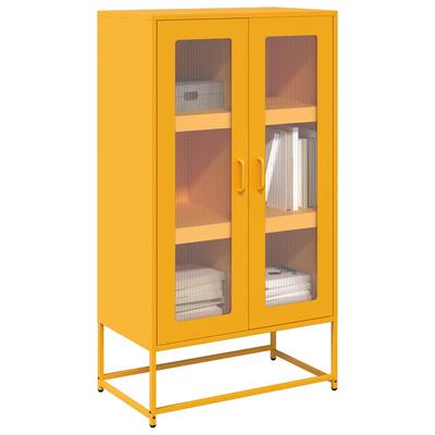 Komoda Wysoka Musztardowo-Żółta 68X39X123 Cm Stal