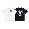 Stussy Nera 8 Classica Filigrana Stampa Lettere 2025 Unisex Streetwear Vestibilità Larga Maglietta in Cotone