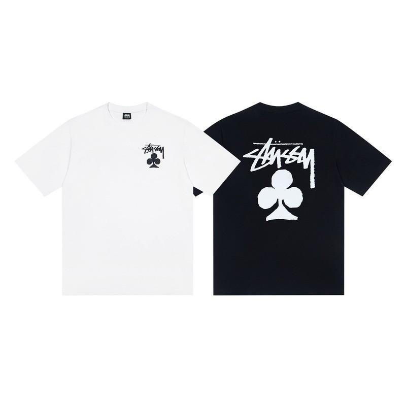 Stussy Nera 8 Classica Filigrana Stampa Lettere 2025 Unisex Streetwear Vestibilità Larga Maglietta in Cotone