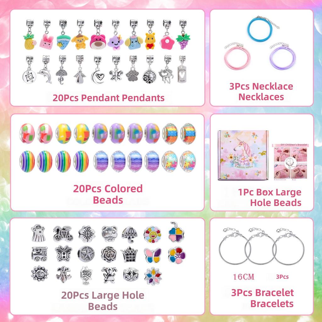 Hot Fashion Girl Holiday Gift Creative Diy Rainbow Bead Freshwater Charm 80 Piece Set Handmade Bracelet Set