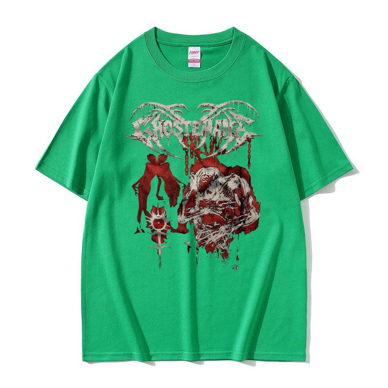 

Футболка с принтом Ghostemane, мужская, с коротким рукавом, готическая, оверсайз, мужская уличная одежда, мужская женская мода, винтажная металлическая рок-футболка 4XL