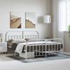Vidaxl Metal Bed Frame with Headboard and Footboard, White, 183X213 Cm