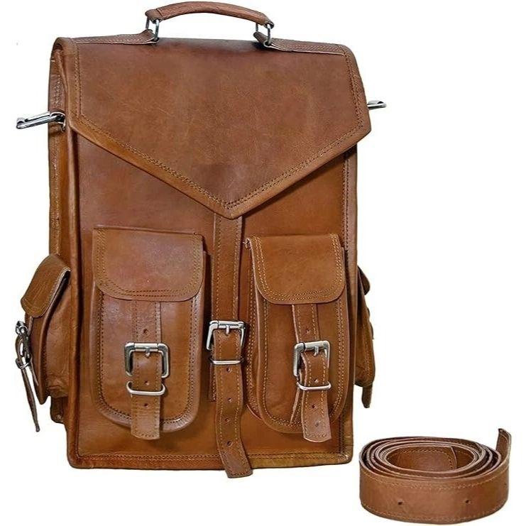 Leather Bag Backpack Genuine Rucksack Laptop Men's Travel Vintage Brown New Real
