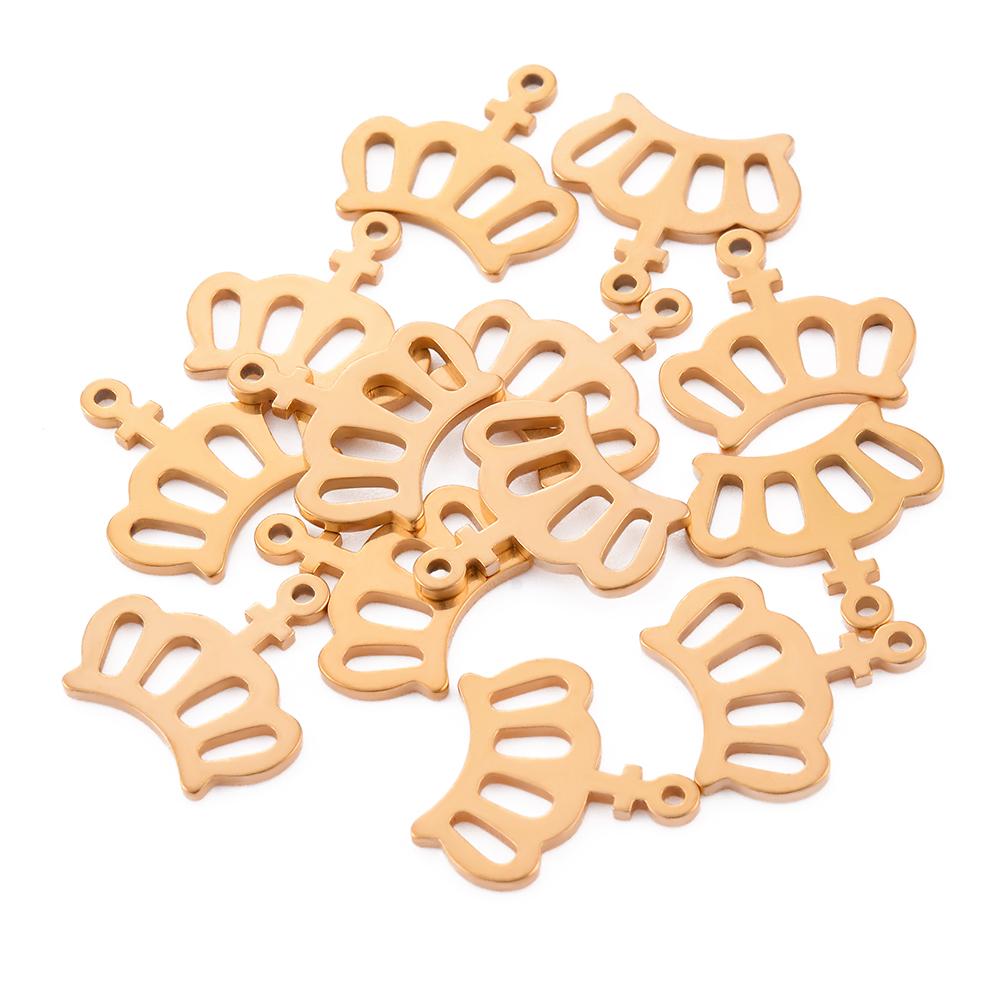 20pcs/lot Stainless Steel Angel Crown Cross Heart Charms Pendant for DIY Bracelet Anklet Earring Jewelry Making Supplies