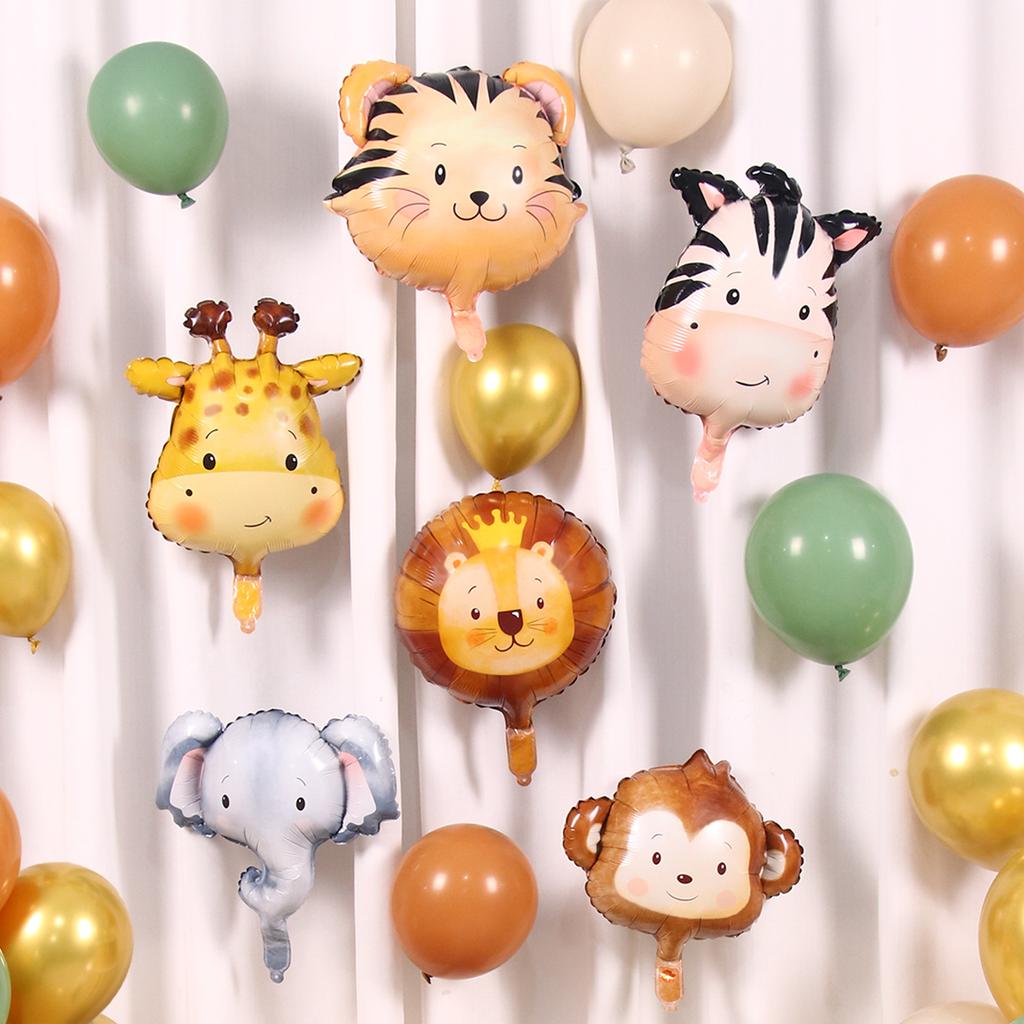 Jungle Animal Head Foil Balloons Wild One Birthday Party Decorations Kids Favors Safari Animals Balloons Baby Shower Supplies