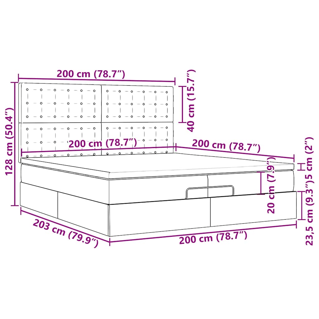 Ottoman Bed with Mattresses Taupe 200x200 cm Fabric