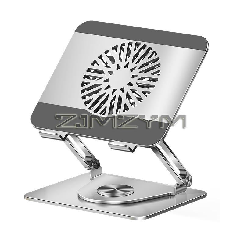 Desktop Laptop Stand 360° Rotatable Metal Tablet Cooling Stand with Folding Fan Radiator Support Lift Anti-skid
