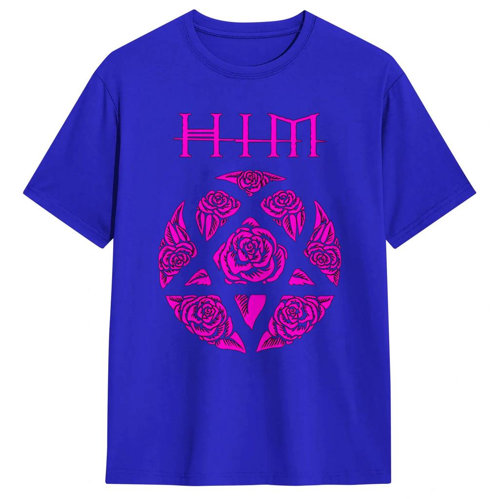 Unisexs TShirt Love Metal Band HIM Heartagram Vintage Cotton Tee Shirt Short Sleeve T Shirts Crewneck Clothing Plus Size