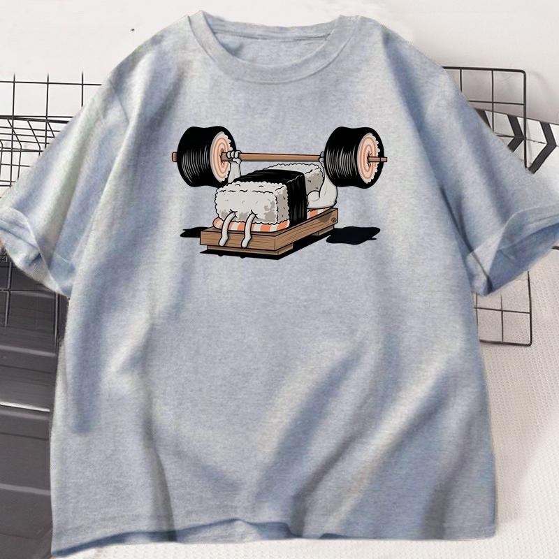 Sushi Gym T Shirt Funny Unisex Women Summer Harajuku ONeck Cotton Short Sleeve Tshirt Sportswear Print Tshirt Streetwear Clothing
