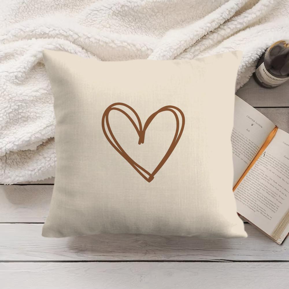 Simplicity Pattern Love Cushion Cover Silky Short Plush Invisible Zipper Dustproof Sofa Pillow Case For Home Decor