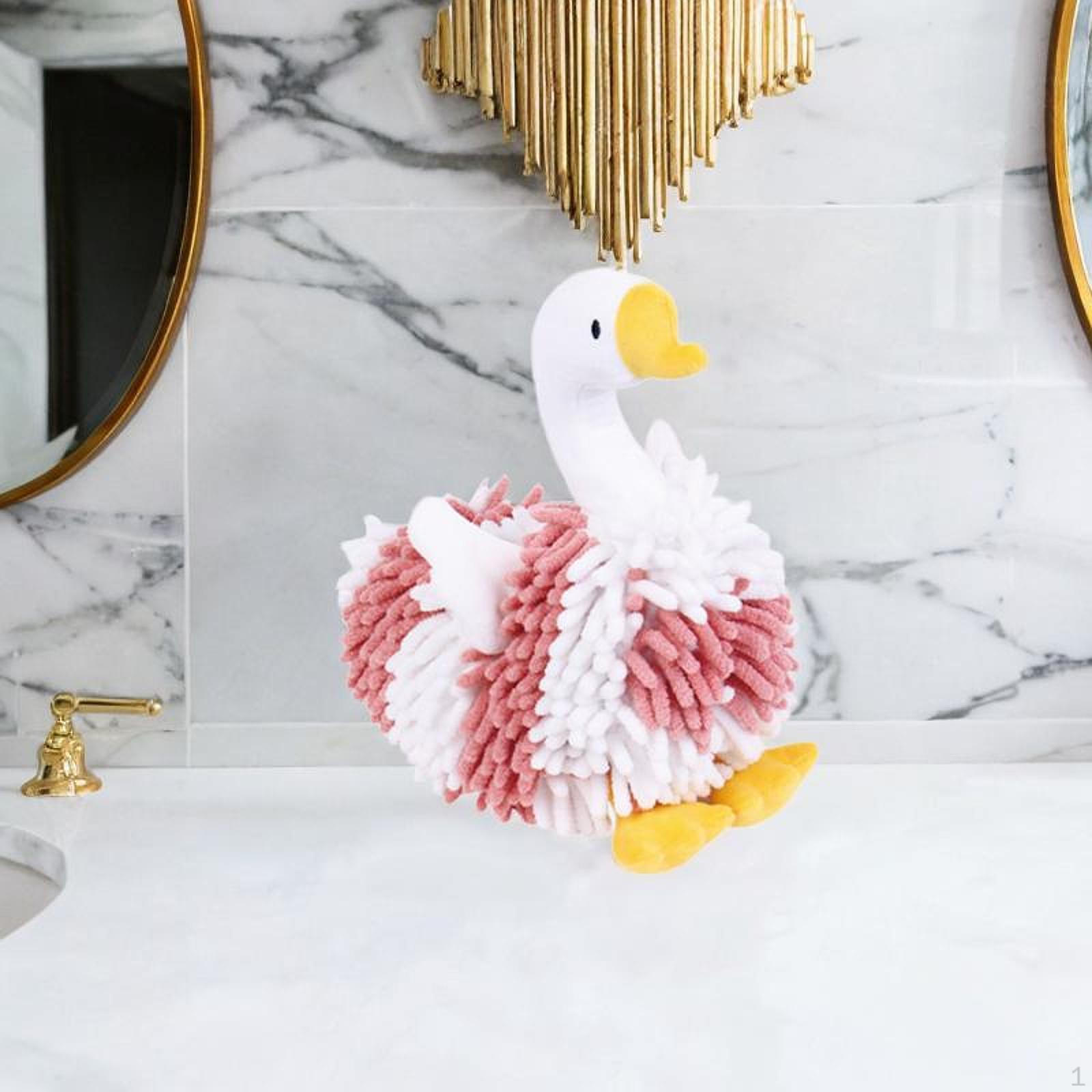 

Полотенце для рук из шенилла для ванной комнаты и кухни, подвесное полотенце для сушки, забавное животное Pink Color Swan