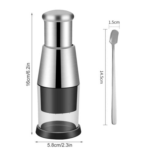 DIYBravo Garlic Press, Push-Type Garlic Crusher, Garlic Cutter with 1 Small Spoon, Stainless Steel Blocking Cup, for Onions, Ginger, Garlic, Chili Pep