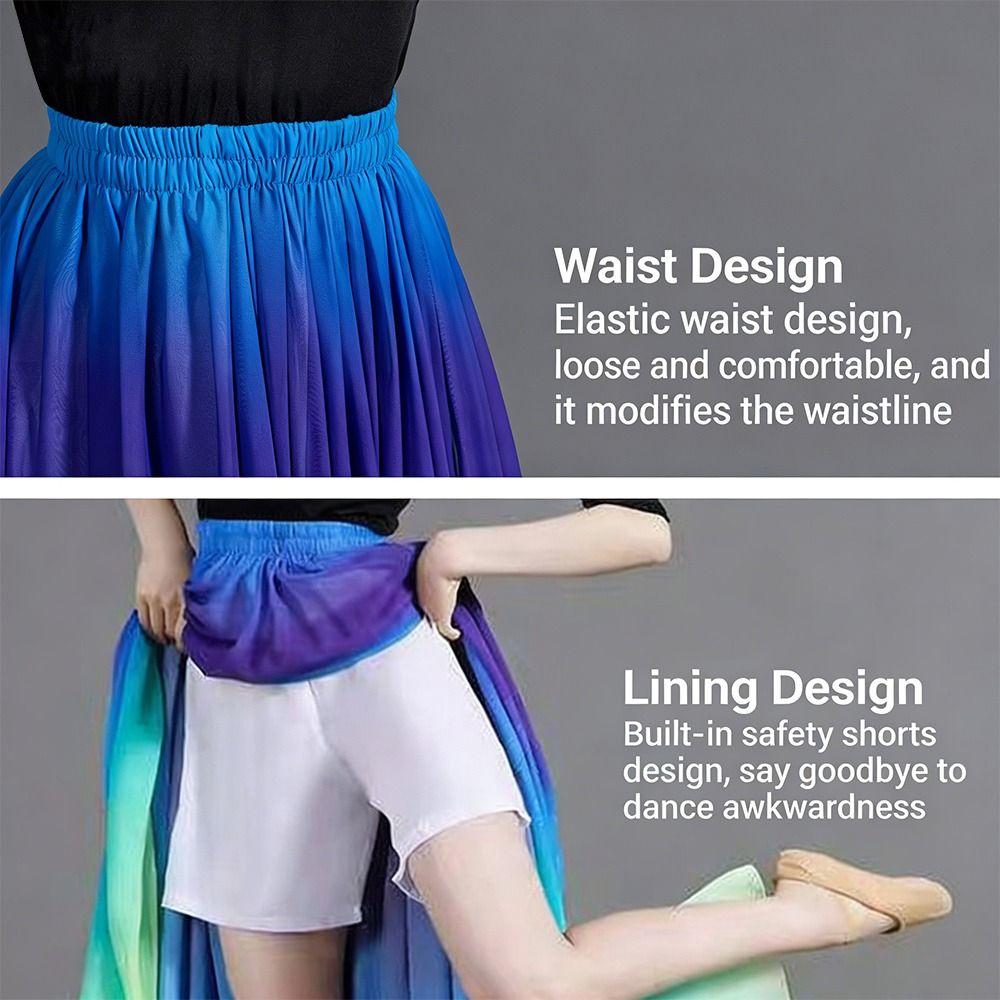 720 Degree Dance Training Skirt Gradient Color Retro Flamenco Dance Skirt Ballroom Dance Big Swing Classical Dance Skirt Dance