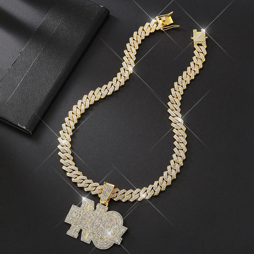 Hip Hop Men Lettes NO EXCUSE Pendant Necklace Gold Plated Iced Out Bling Crystal Cuban Link Chain Charm Fashion Women Jewelry