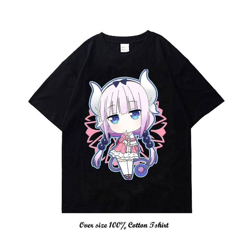 Anime Miss Kobayashis Dragon Maid Graphic Print T Shirt Fashion Plus Size Cotton Crew Neck Short Sleeve T Shirt Women Unisex
