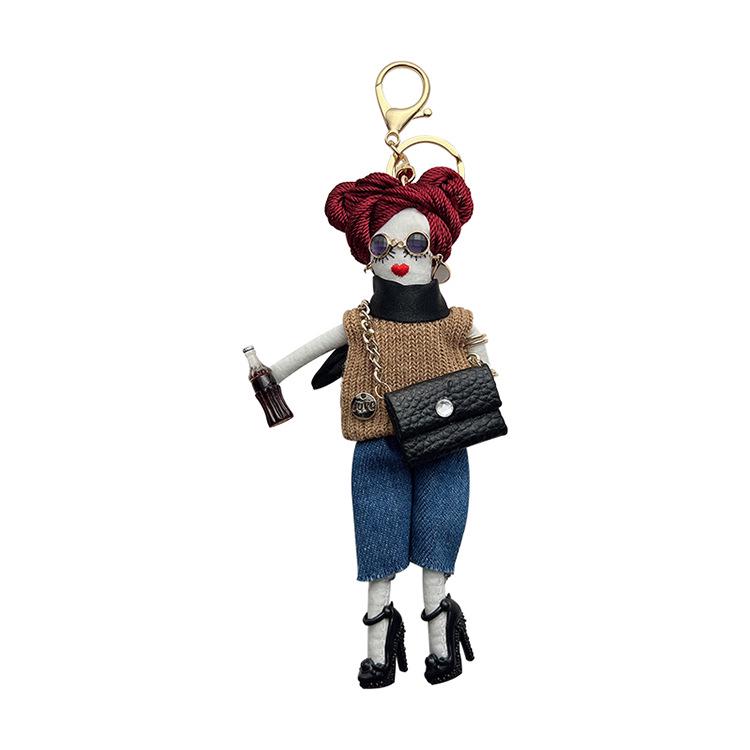 Korean Style Crossbody Bag with Girl Doll Clothes Set Keychain - Fashion Charm Gift