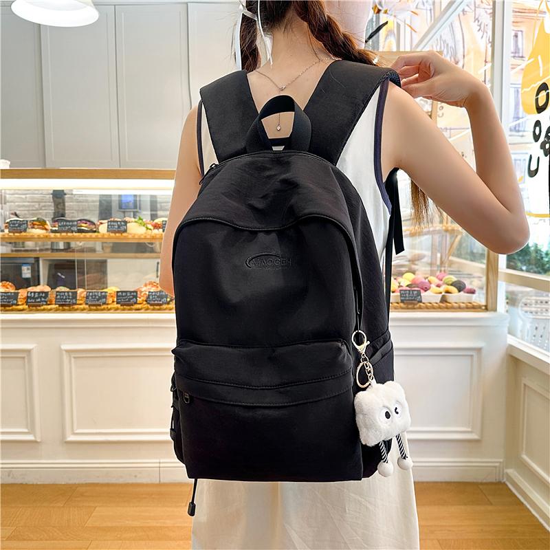 Solid Color Backpack Women's Large Capacity College Style Backpack Student Schoolbag