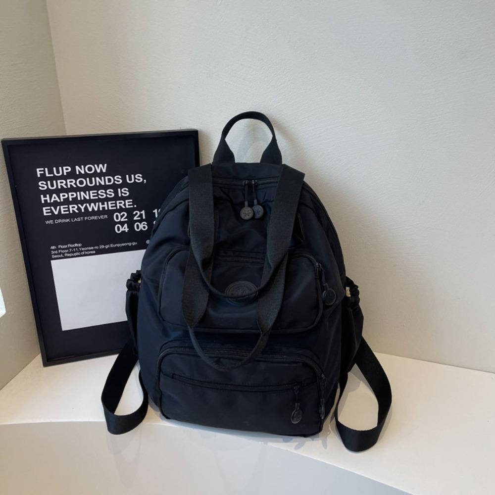 

Korean Style Travel Shoulder Bag Solid Color Fitness Bag Fashionable Sport Nylon Backpack Travel чорний