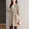 Knitted Cardigan Women's Spring and Autumn New Loose Lazy Style Fashion Medium and Long Soft Waxy Sweater Jacket Shawl