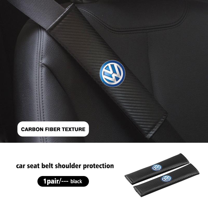 BIG1 For Volkswagen VW 2pcs Car Seat Belt Shoulder Protector Litchi Grain Fatigue Relief Pad Polo Jetta Sagitar Magotan Passat B5 B6
