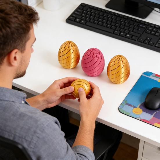 Vridbart Fidget Egg Leketøy Vridbart Egg Leketøy Bærbar Lett Stresslindring 3D-printet Påskeegg Skrivebord