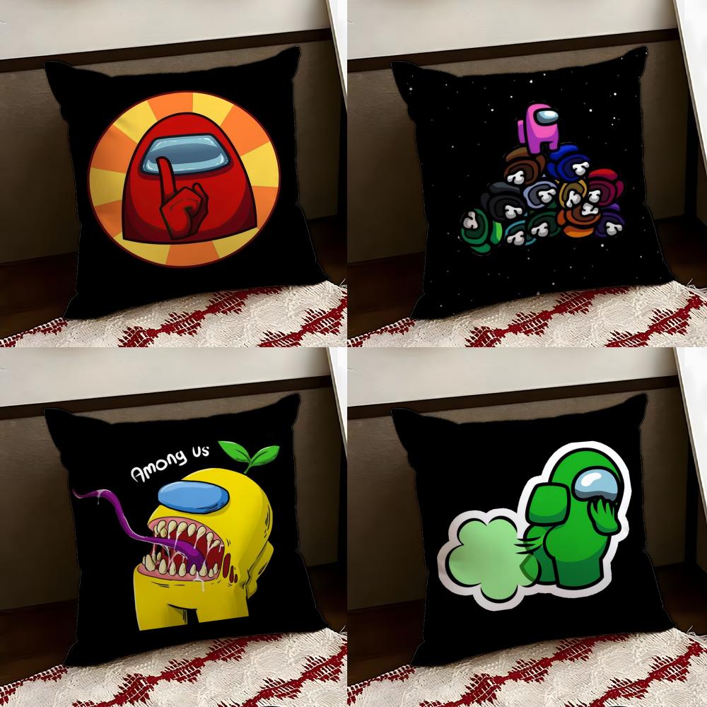 Cartoon AAmong us Cushion Cover Reversible Soft Durable Pillow Cover Home Car MultiScene Use for Daily Comfort