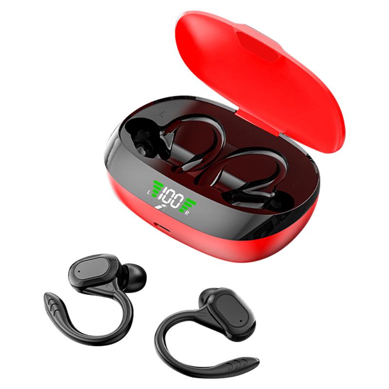 

SP16 TWS Bluetooth-compatible Earphones Earhook In-Ear Wireless Music Headset with Digital Display Charging Box Red