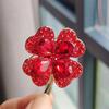 New Fashion Green Rhinestone Four-leaf Clover Ladies Brooch Simple Temperament Pin Corsage Fixed Clothes Accessories Jewelry