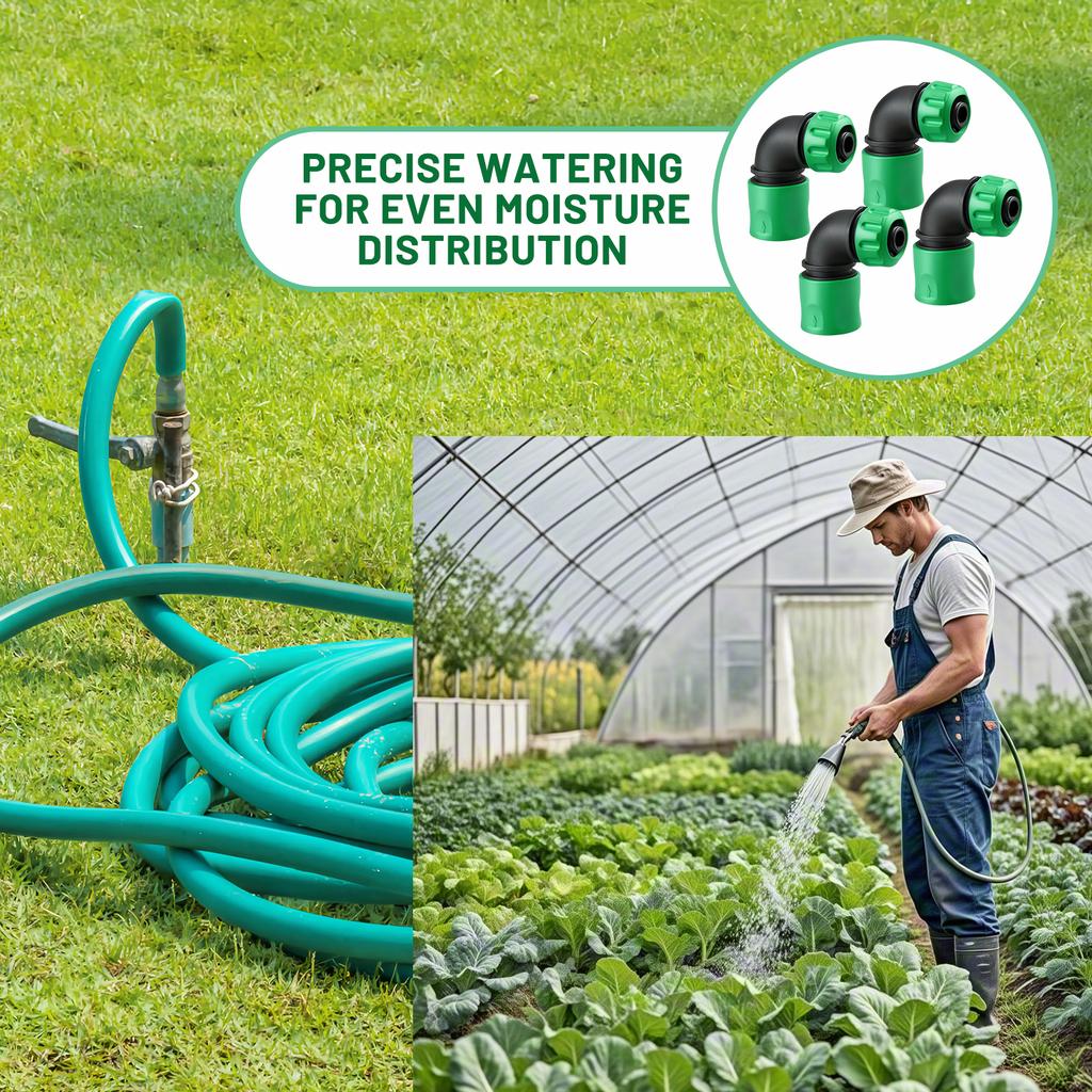 4Pcs Garden Hose Quick Connectors 90 Degree Elbow ABS Water Fittings Suitable For Irrigation Vehicle Washing Outdoor Use