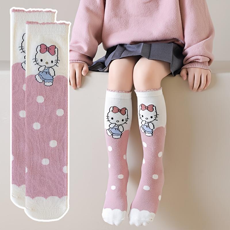 Girls Stockings Cartoon Cute Pink Purple Warm Breathable Comfortable Soft Spring Autumn Winter School Daily Wear