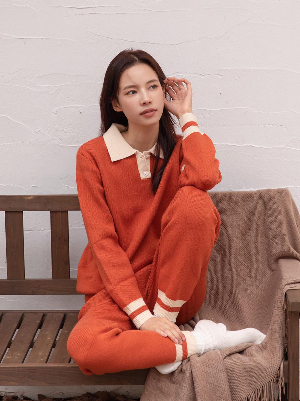 Auclair Almond Orange Knit Two-Piece Wear Orange/Orange