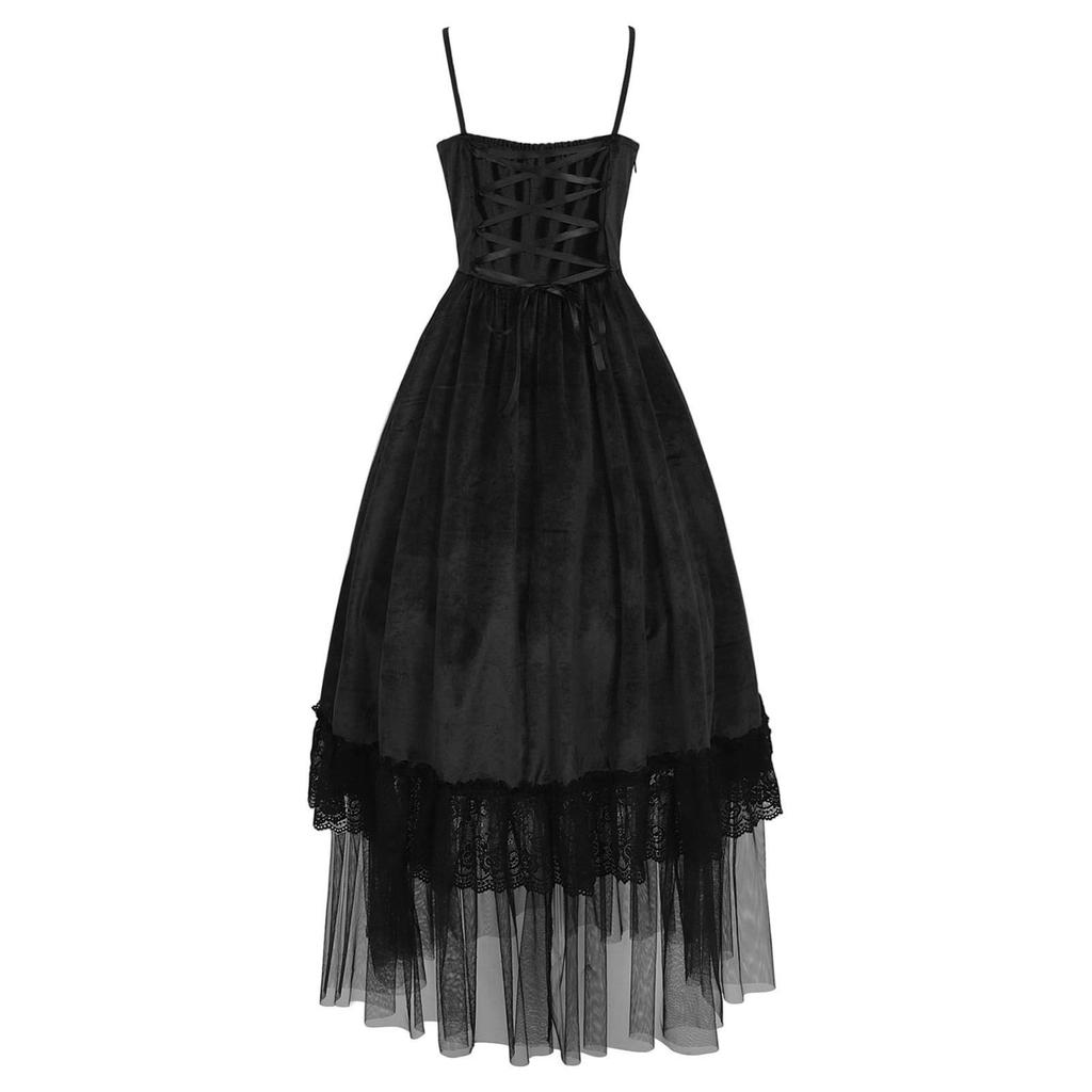 2025 Dark Steampunk Vintage Party Dress Spaghetti Straps Sexy Witch Cosplay Costume Dark Birthday Role Playing Dress
