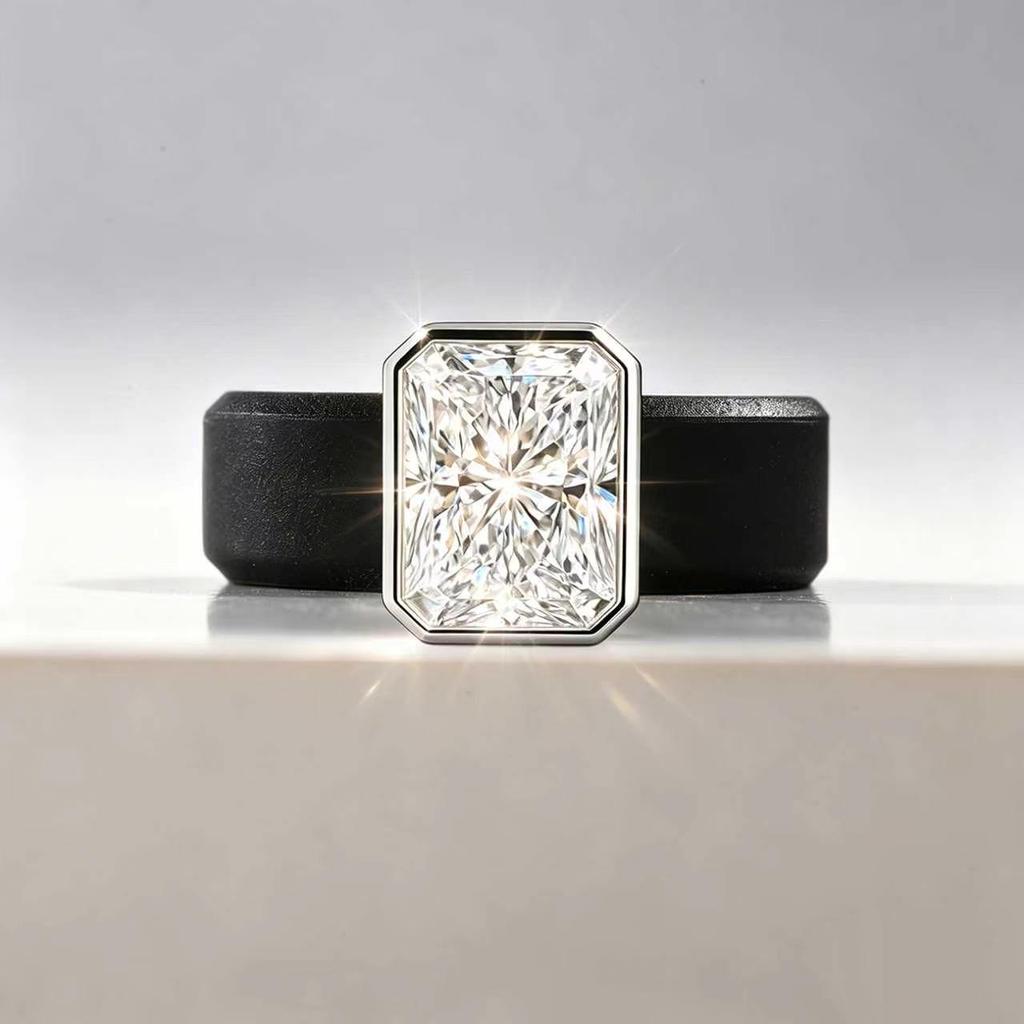 14K golden plated women's ring; minimalist princess-cut  CZ black silicone ring; perfect for everyday , anniversaries