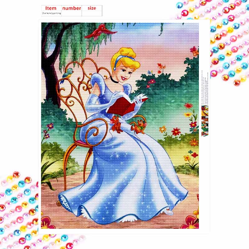 Disney DIY Diamond Painting 5d Cinderella Reading a Book Cross Stitch Diamond Living Room Bedroom Decoration Painting