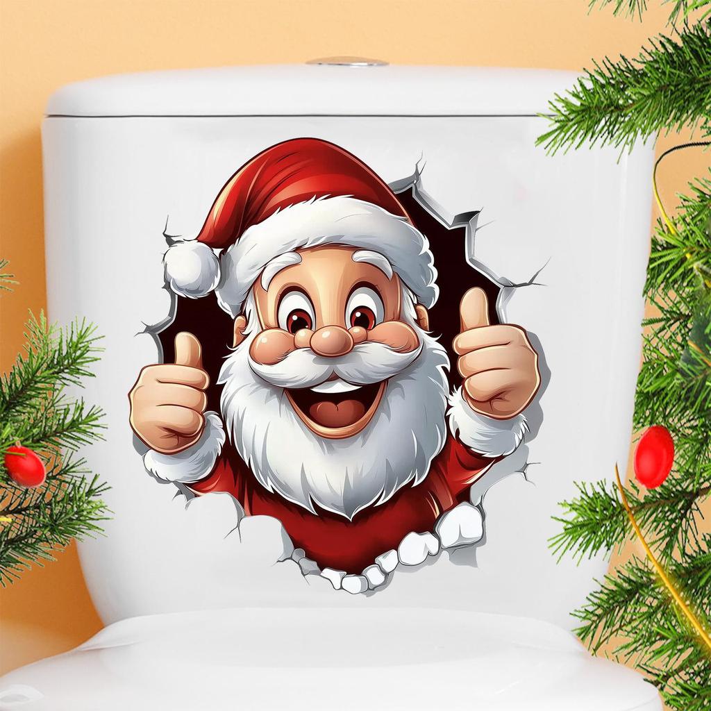 Christmas Holiday Bathroom Wall & Toilet PVC Stickers - Festive Home Decorations