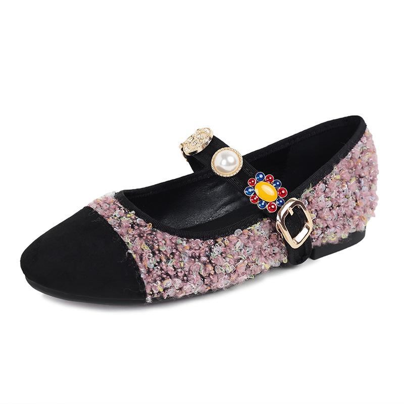 Fashion Single Shoe Women's 2025 New Floral Emblem Buckle Mary Jane Pumps Womens Spring/autumn Banquet Wedding Shoes High Heels Women