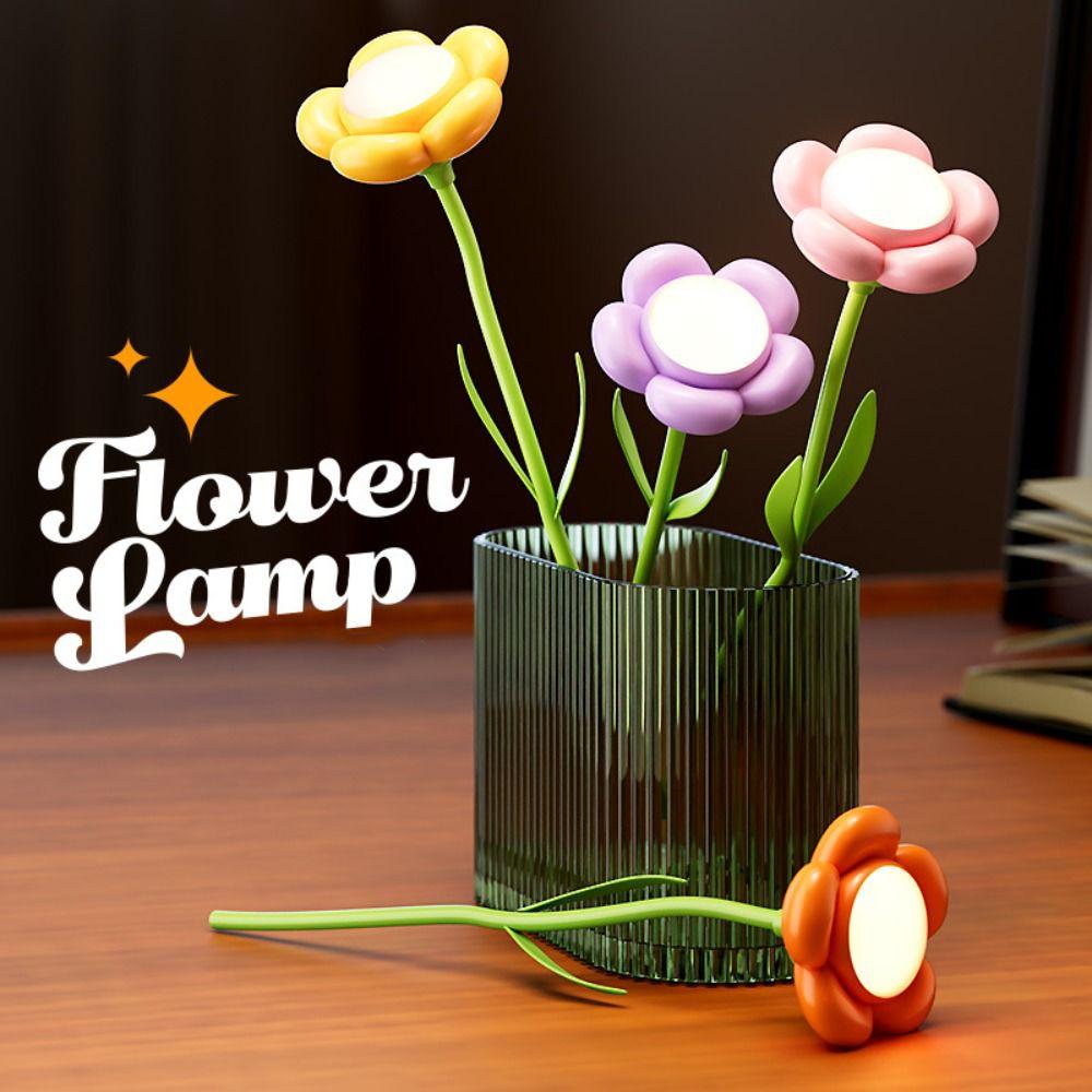 

Small Book Lamp Flower Night Light Soft Light Study Desk Lamp Home Decoration LED Lamp Assignment фіолетовий