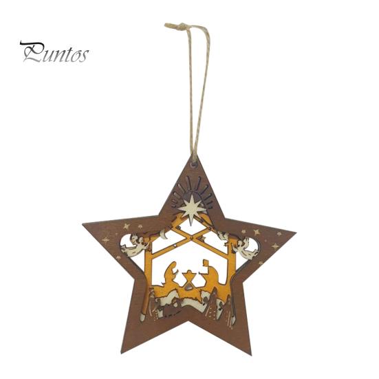 

Христианское рождественское украшение со звездой, украшение для сцены Рождества, деревянная экологически чистая подвеска со звездой для подарков на рождественскую елку