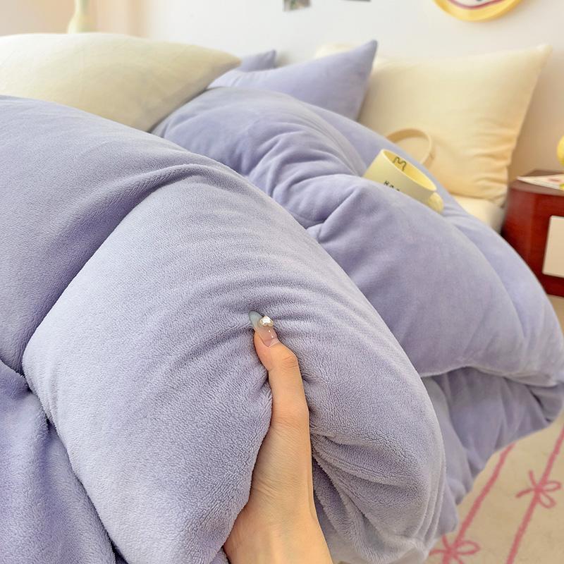 Velvet Duvet Cover Solid Color Quilt Cover Skin-friendly Bedding for Winter Comforter Cover Soft Bed Cover