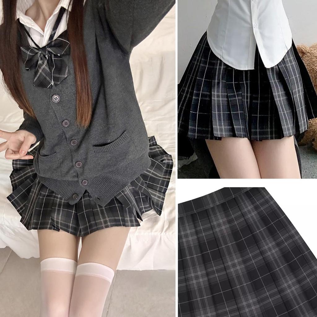 Qichenk High School Girl Cosplay Uniform Blazer and Perfect for Graduations and Opening Size L 5-Piece Set, Skirt, Shirt, Tie, Badge, Ceremonies,