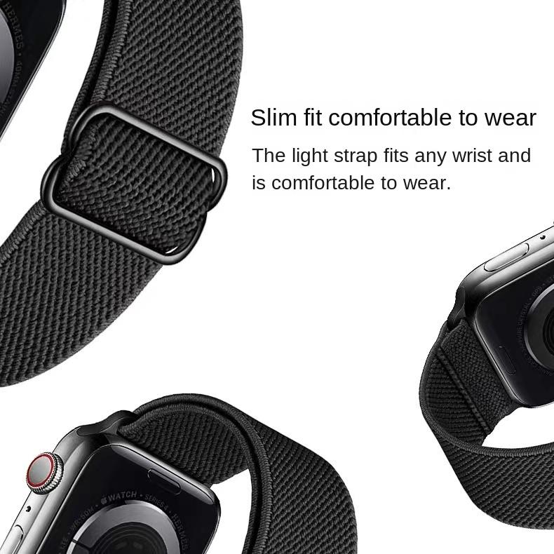 Elastic Woven Loop Strap for Apple Watch Series 8/7/6/5/4/3/2/se Adjustable Nylon Watch Strap for Iwatch 41 45mm 49mm 44 40mm Bracelet